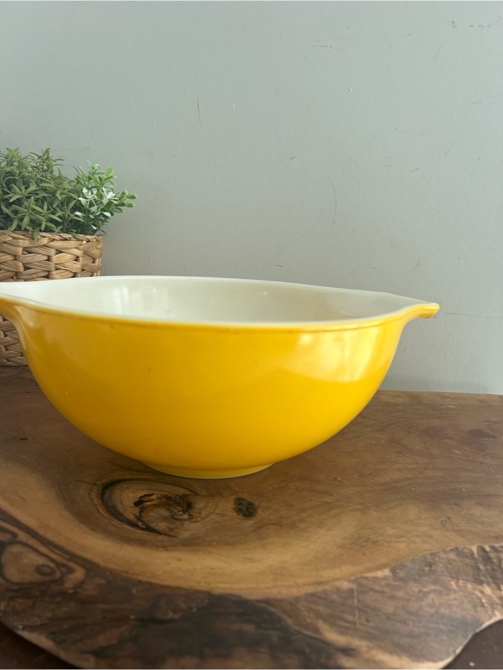 Vintage Large Yellow Pyrex Cinderella Mixing handles Bowl #442 2 1/2 QT